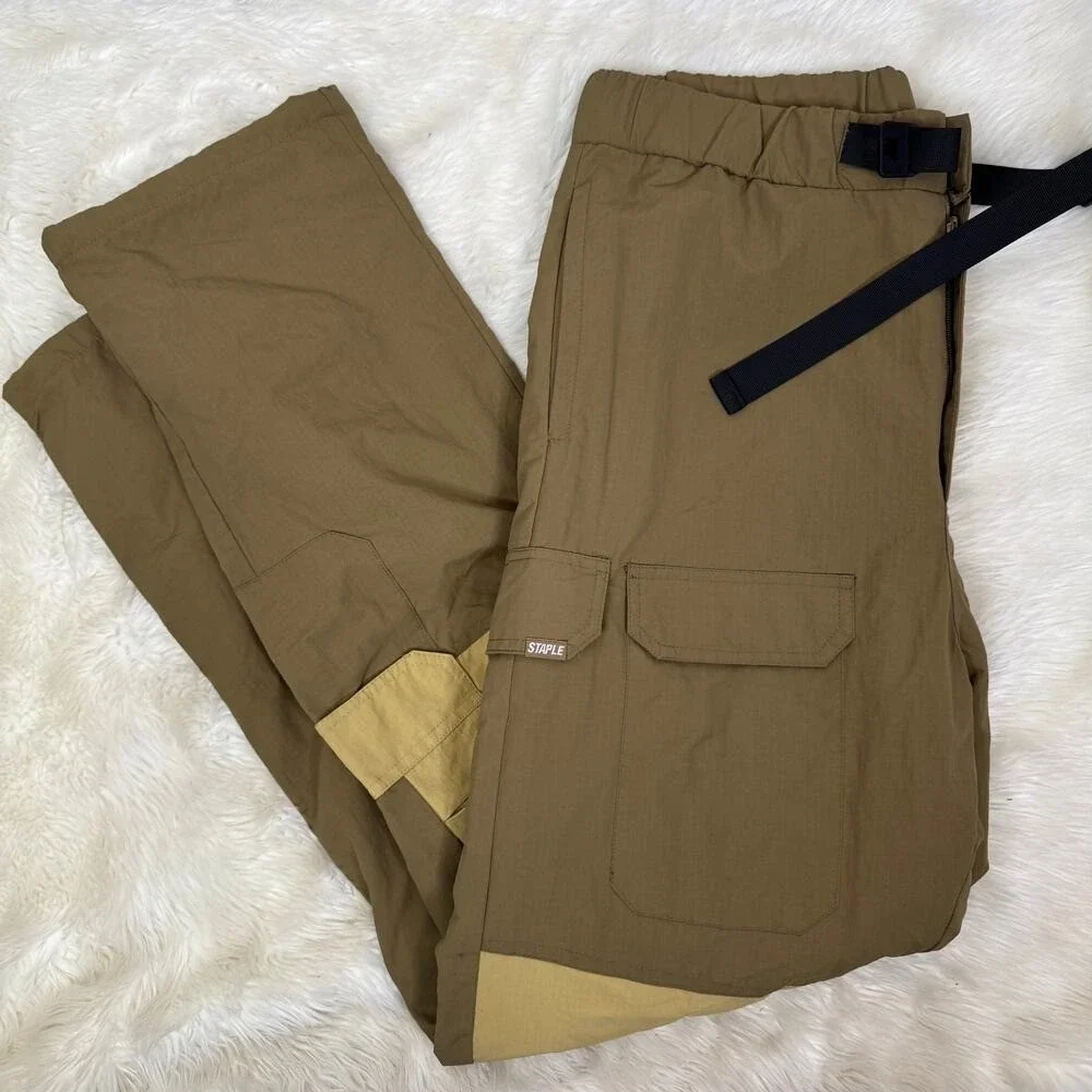 Staple Pigeon Mens Khaki Colorblock Ripstop Cargo Pants XL NWT Streetwear Belted